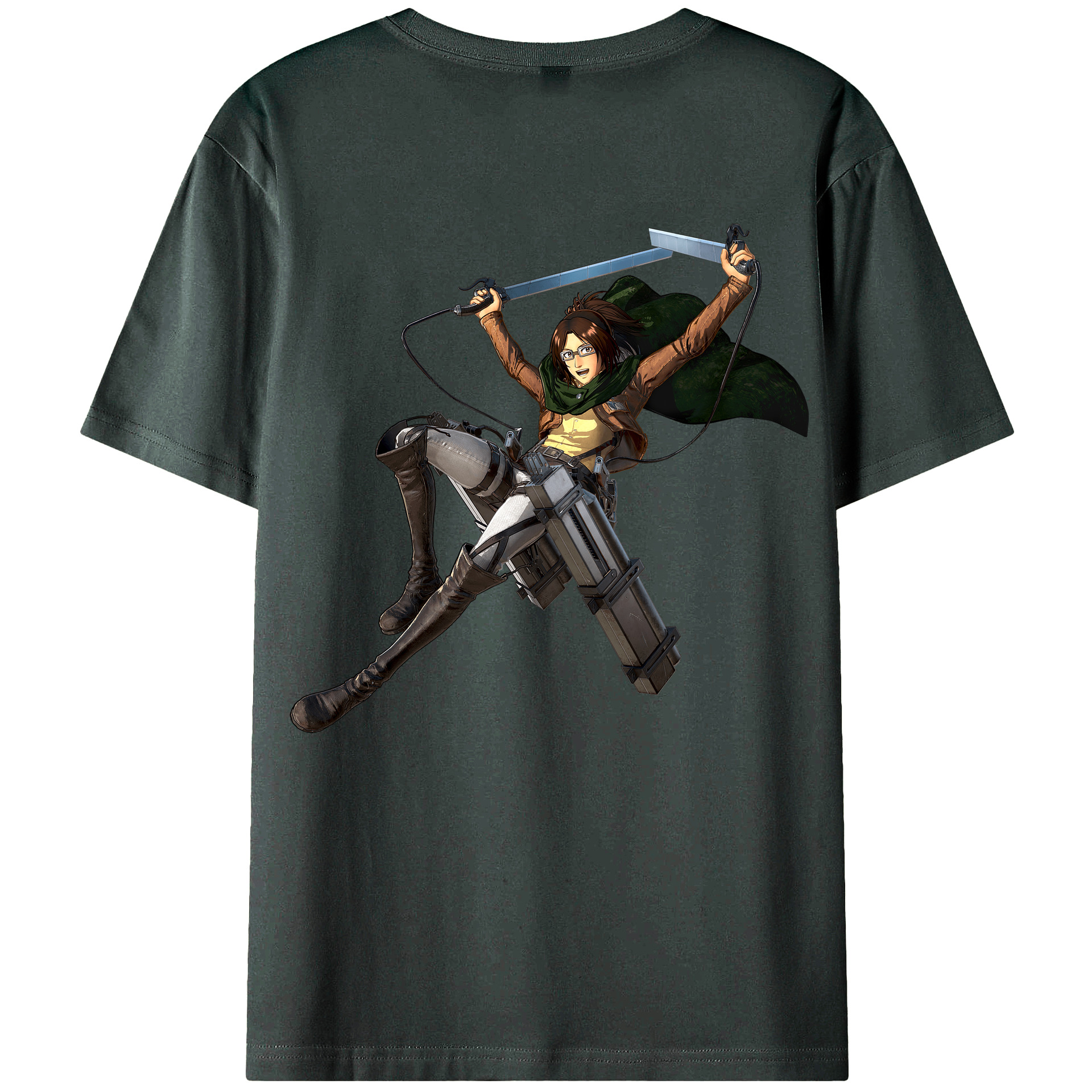 （画像用） 進撃の巨人 ハンジ·ゾエ Attack on Titan Hanji Zoe 綿100％ メンズ半袖Tシャツ（バックプリント） 通気性